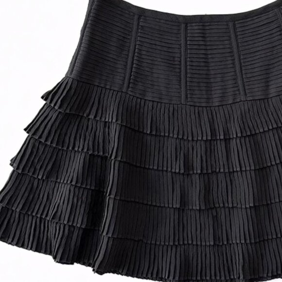 Club Monaco - Purple Gray Pleated Silk Mini Skirt - size 2 - Picture 2 of 10